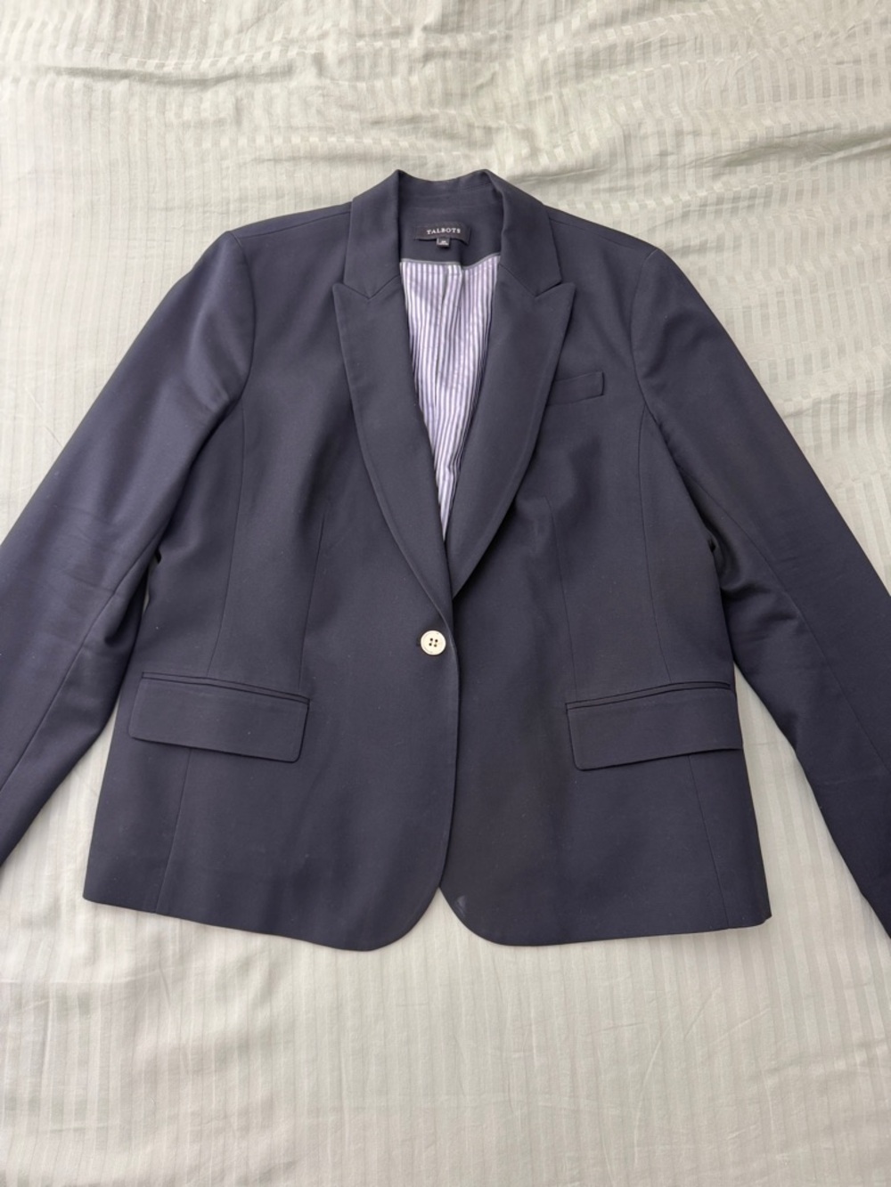 Talbots Single-Button Blazer with Stripe Lining- Gold Buttons